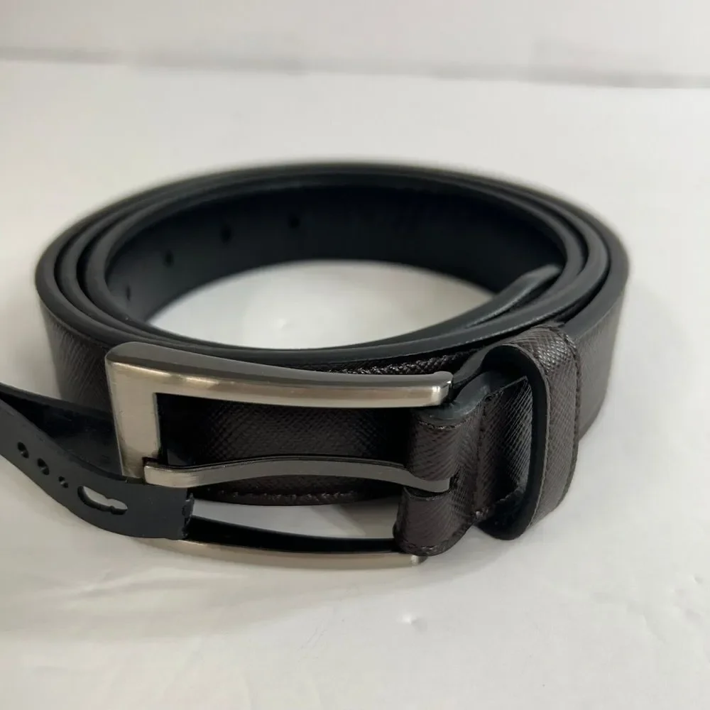 Alfani Saffiano Textured Belt Mens XL 42-44 Brown‎ Faux Leather